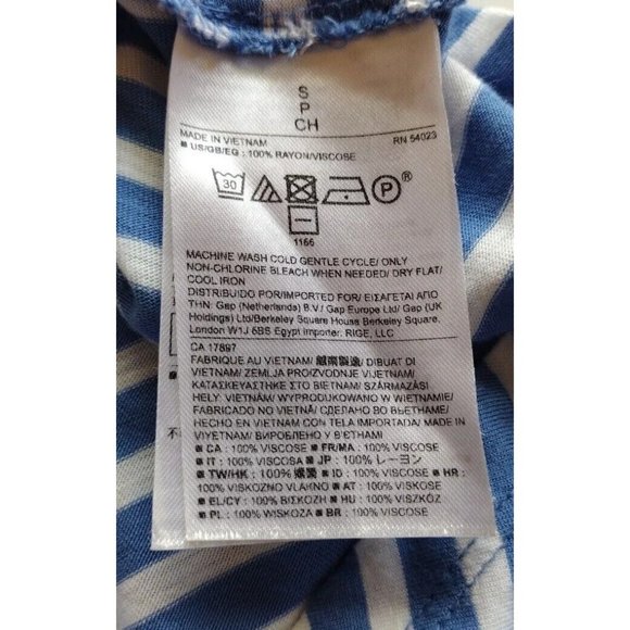 Banana Republic Top Womens Petite Small Striped High Low Hem Casual Blue White - Picture 6 of 8